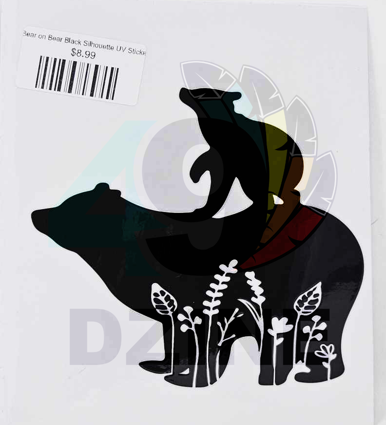 Bear on Bear Black Silhouette UV Sticker