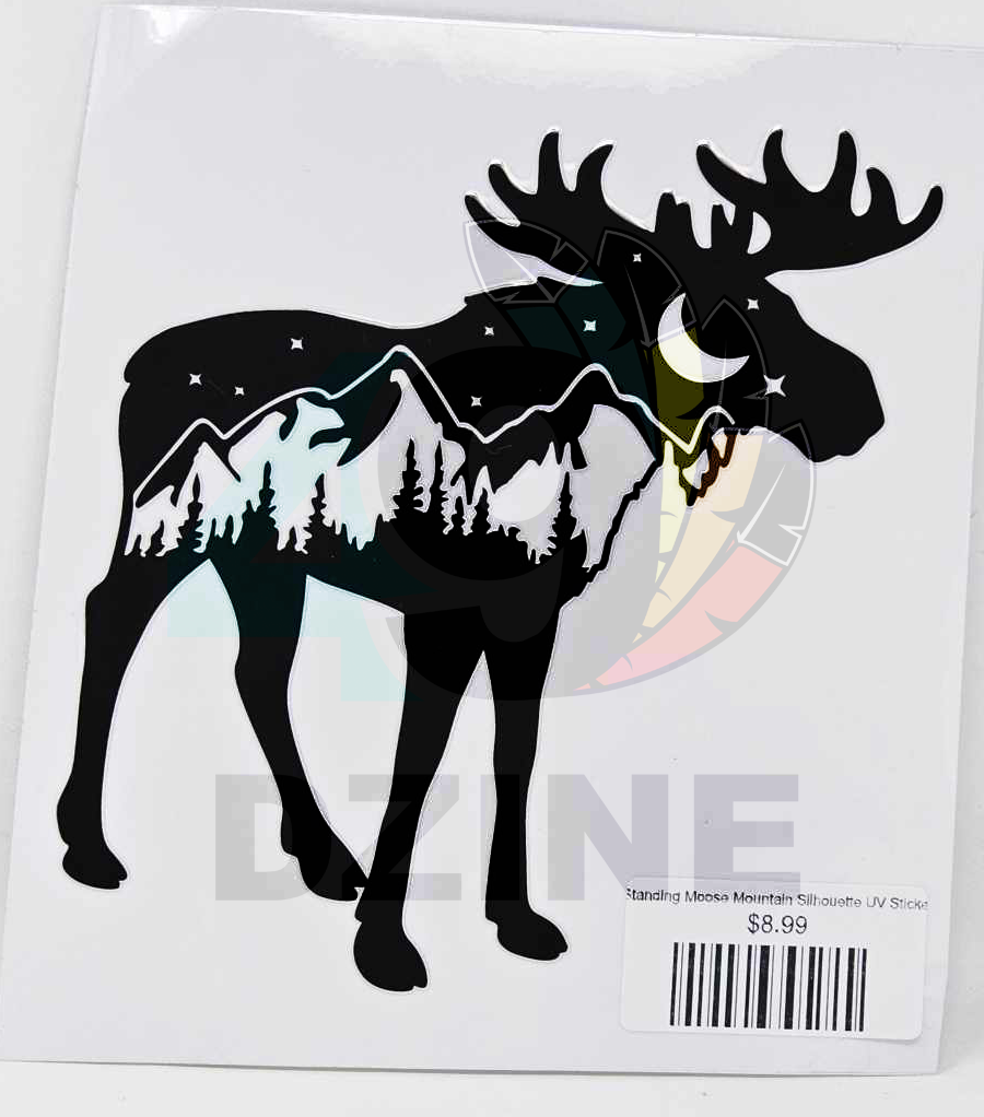 Standing Moose Mountain Silhouette UV Sticker