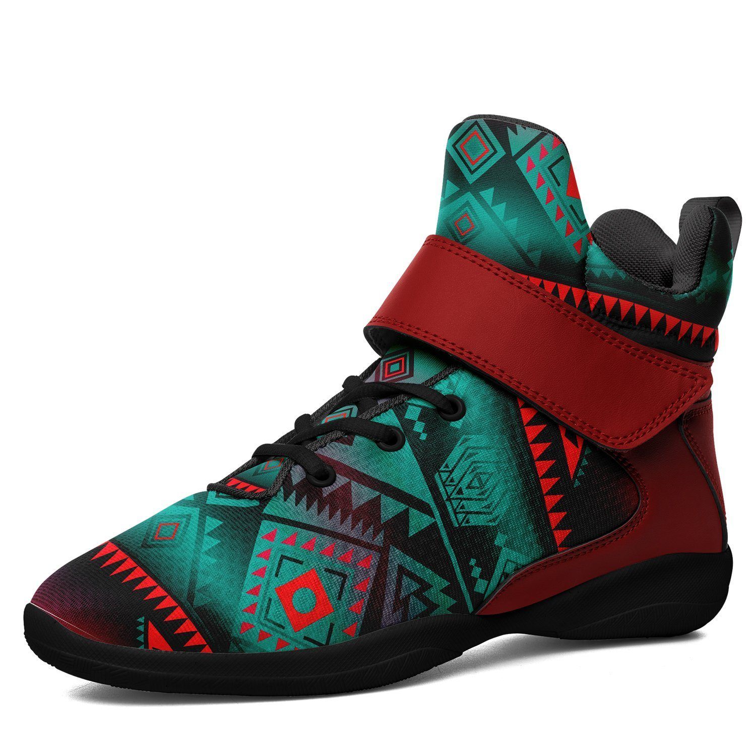 California Coast Summer Gather Ipottaa Basketball / Sport High Top Shoes - Black Sole 49 Dzine US Men 7 / EUR 40 Black Sole with Dark Red Strap 