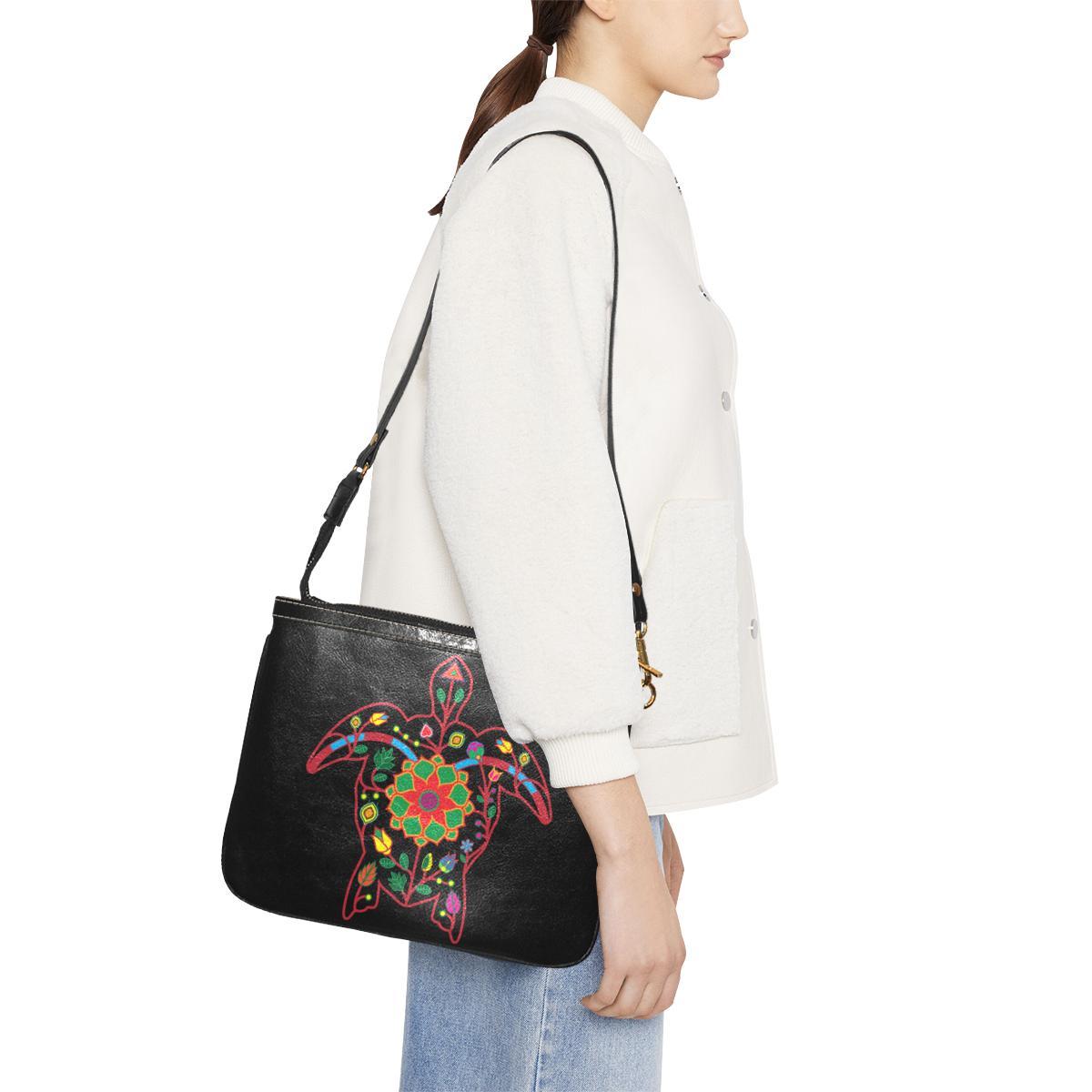Floral Turtle Small Shoulder Bag (Model 1710) Small Shoulder Bag (1710) e-joyer
