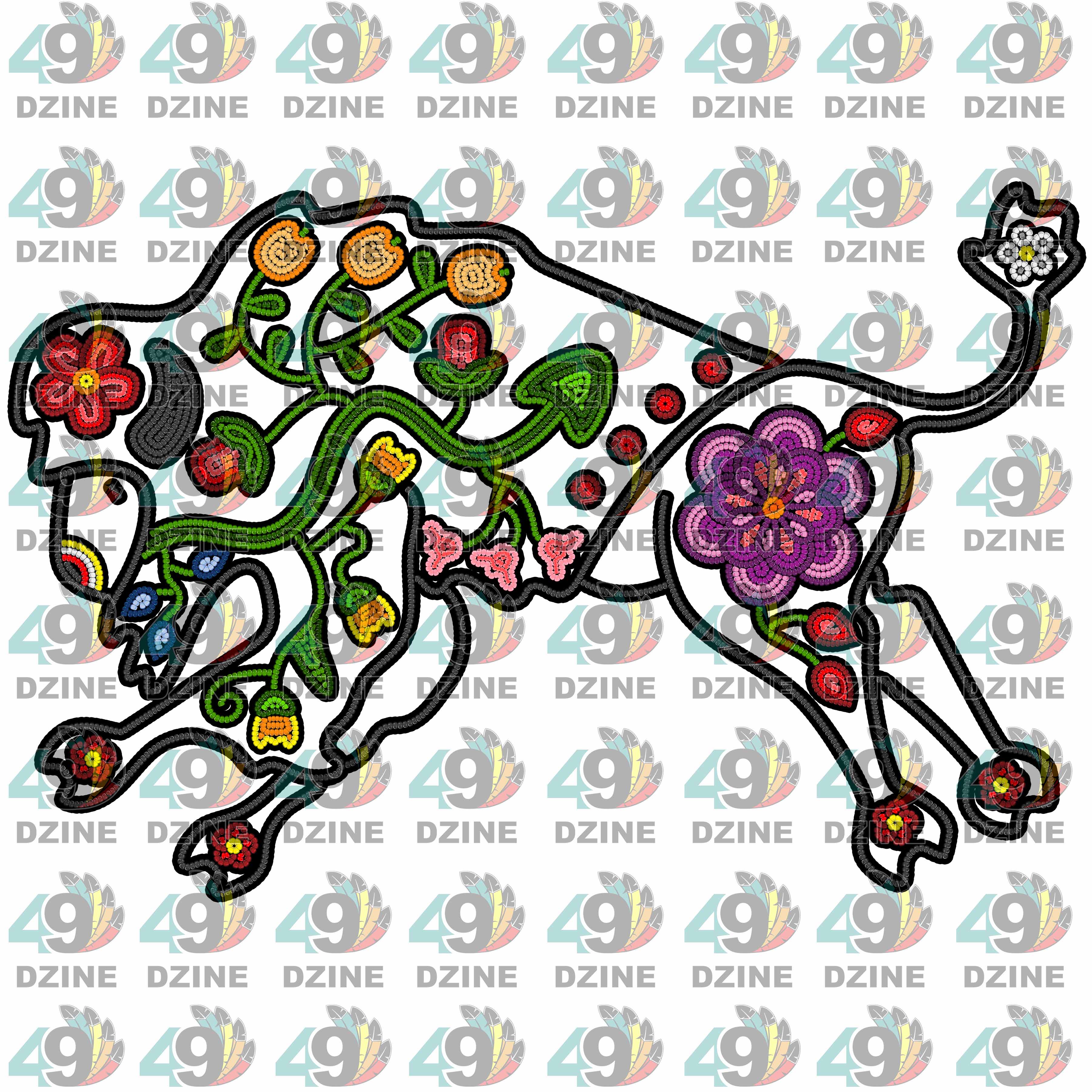 Floral Beaded Buffalo UV Sticker