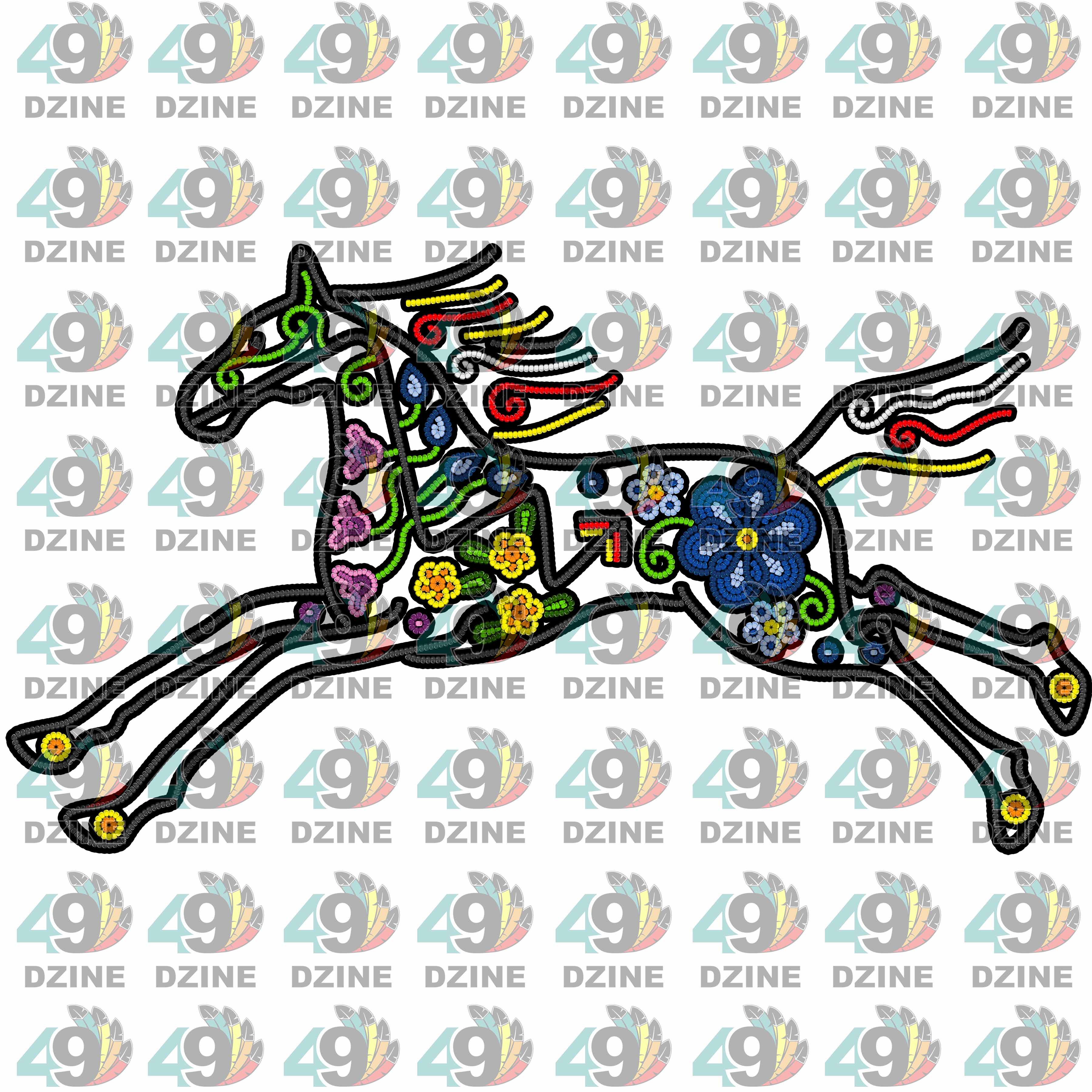 Floral Beaded Ledger Horse UV Sticker