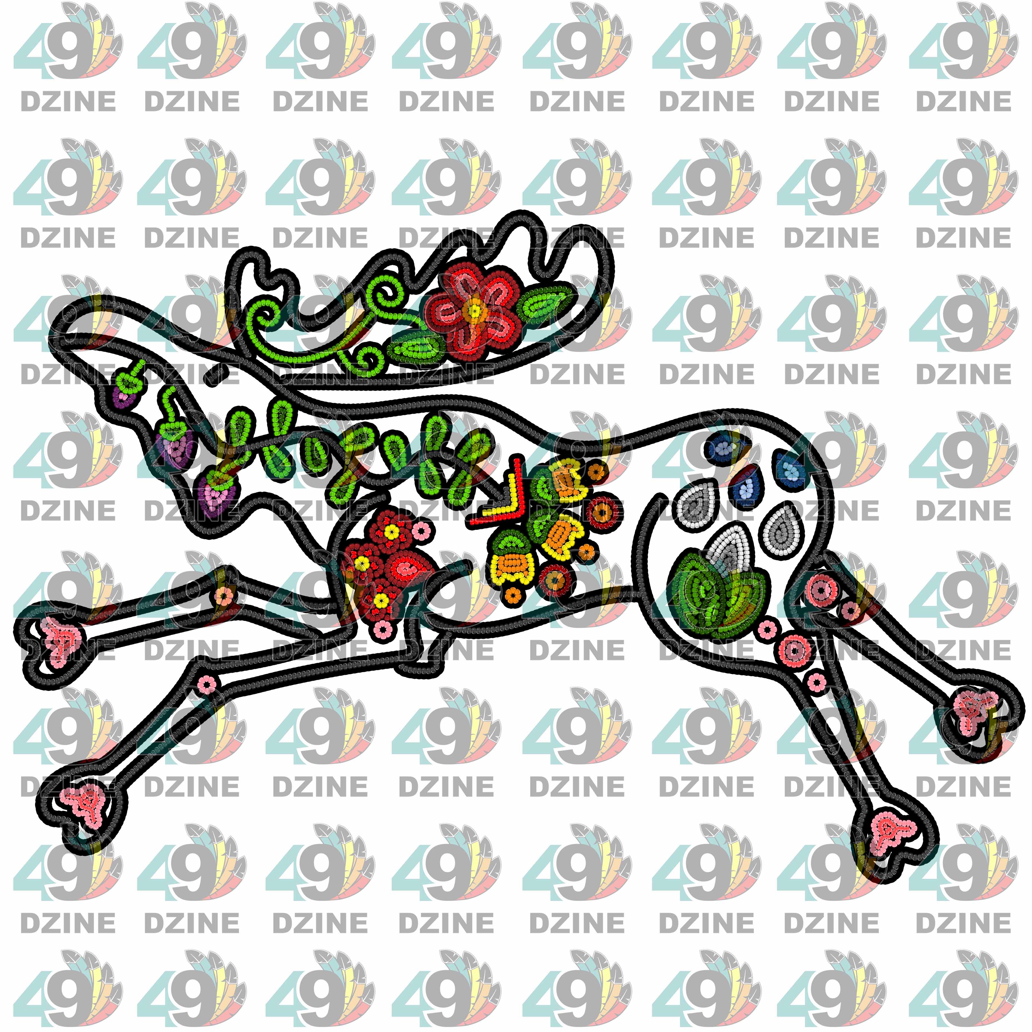 Floral Beaded Ledger Moose UV Sticker