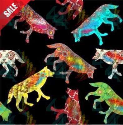 Animal Powwow Cotton Fabric by the Yard