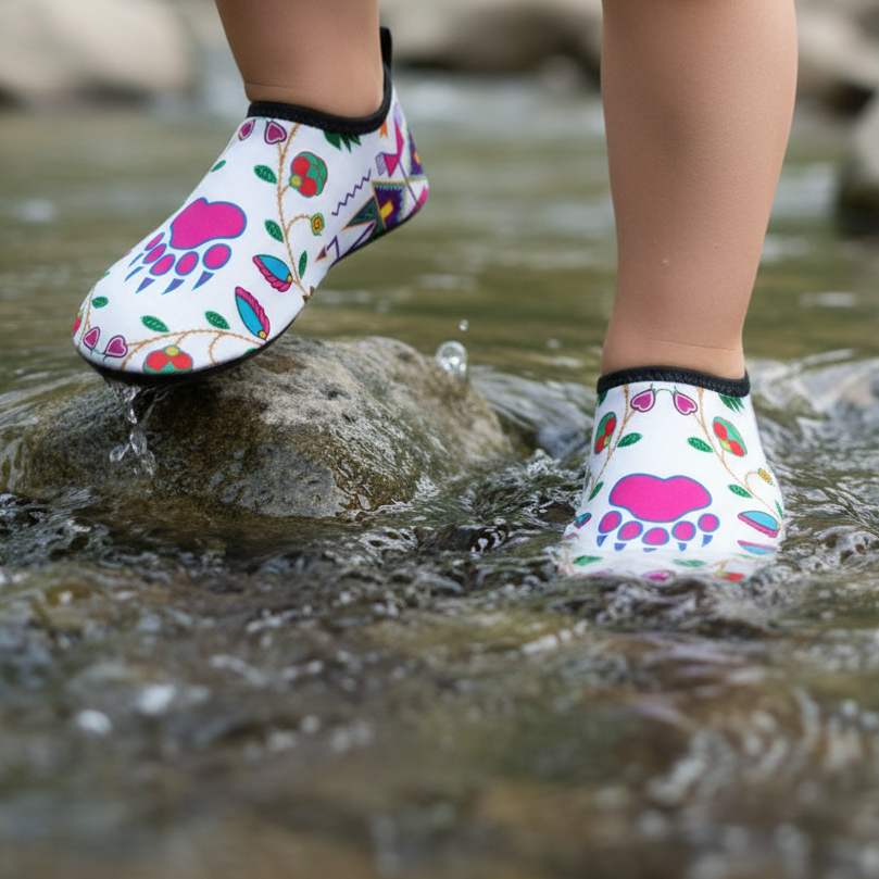 Kids Geometric Floral Fall White Sockamoccs Slip On Shoes