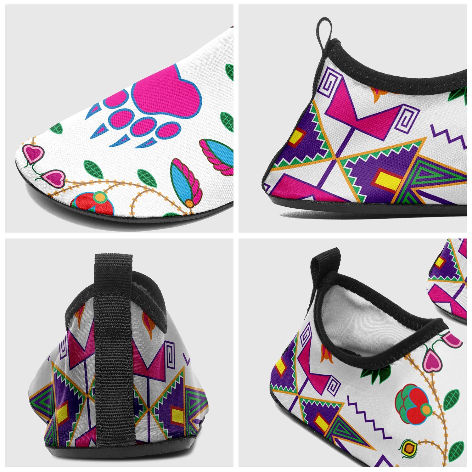 Kids Geometric Floral Fall White Sockamoccs Slip On Shoes