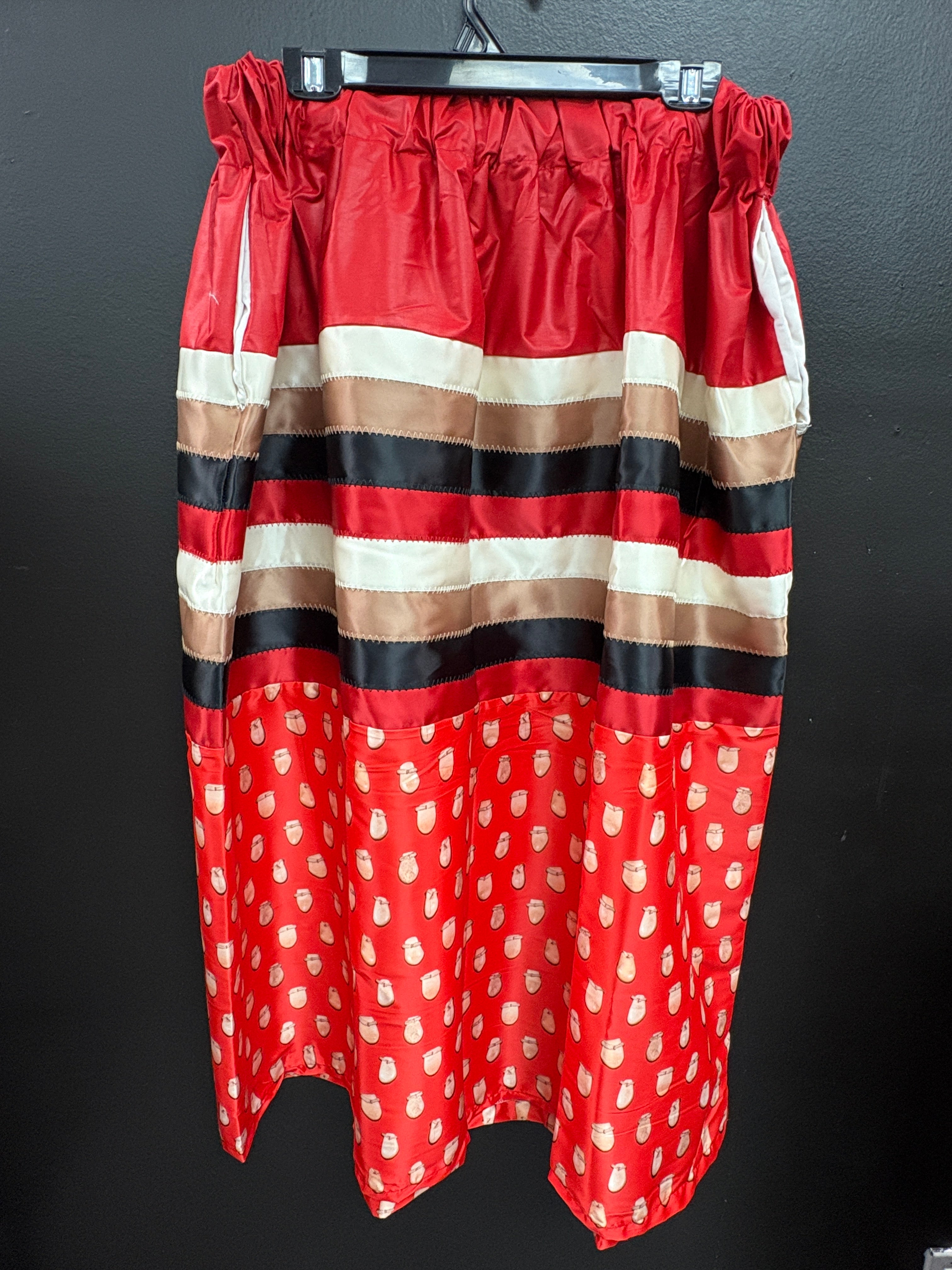 Elk Tooth Red Satin Ribbon Skirt