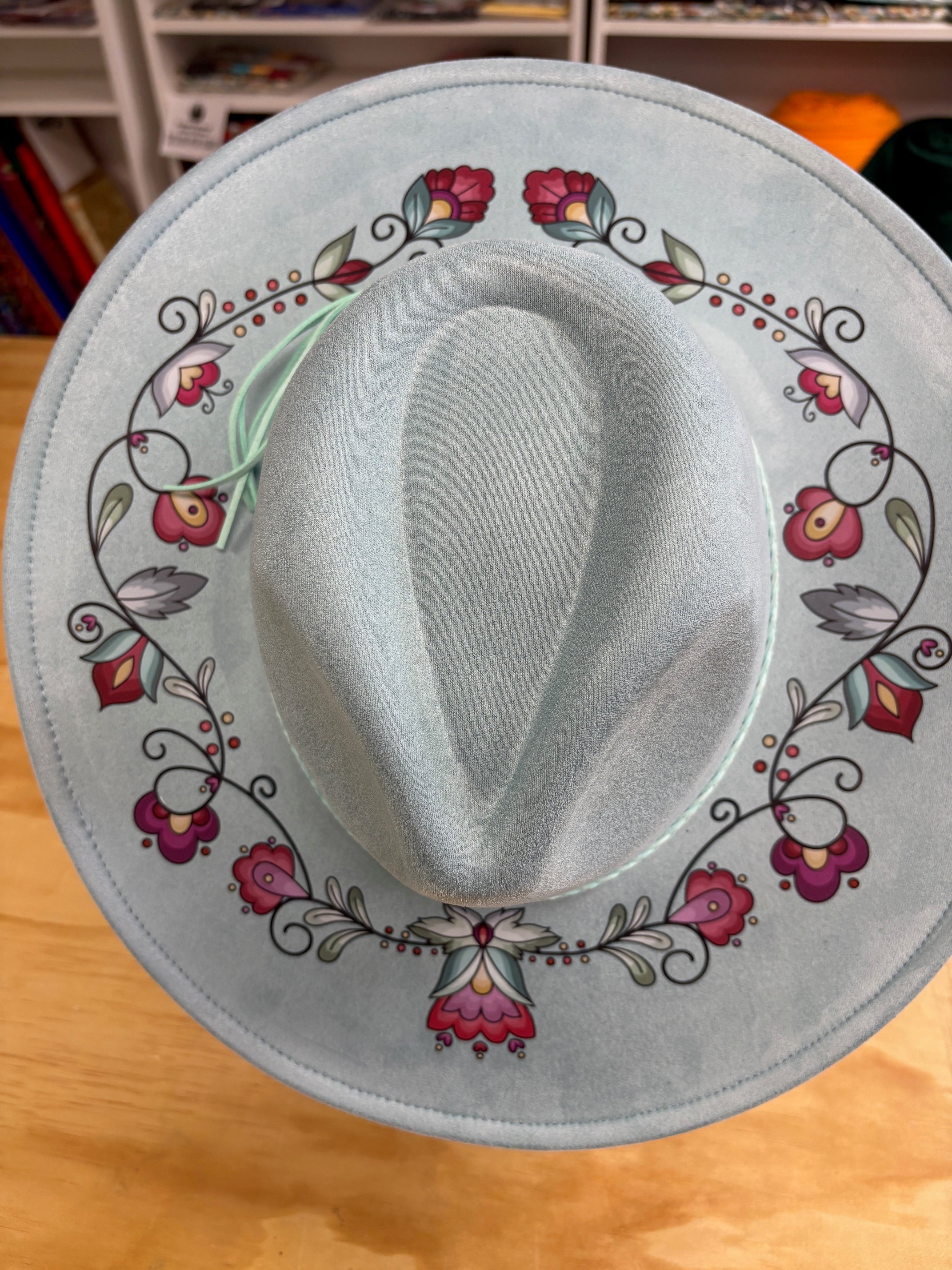 Sunset Berry Bloom Light Blue Fedora Hat