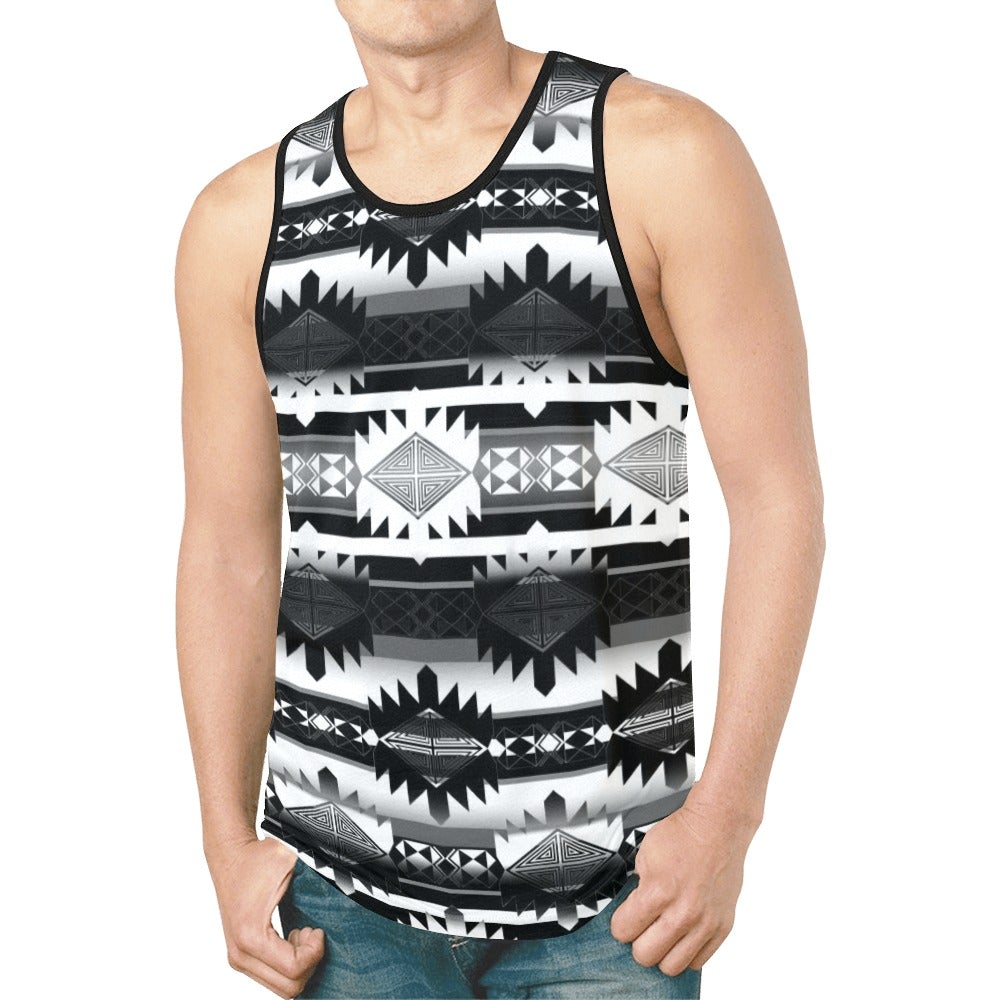 Okotoks Black and White New All Over Print Tank Top for Men (Model T46) New All Over Print Tank Top for Men (T46) e-joyer 