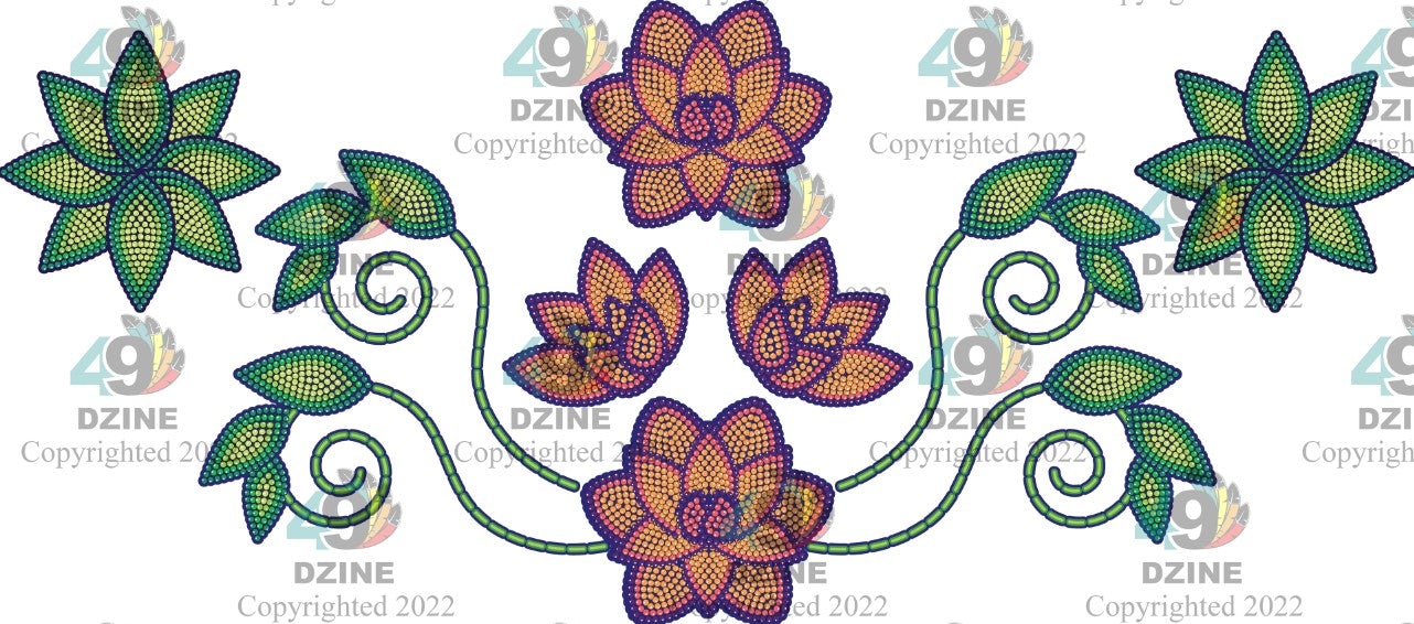 14-inch Floral Transfer - Beaded Florals Blossom