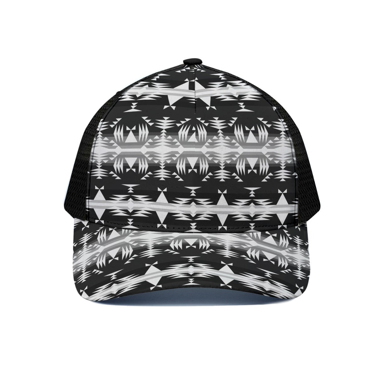 Between The Mountains Black and White Snapback Hat