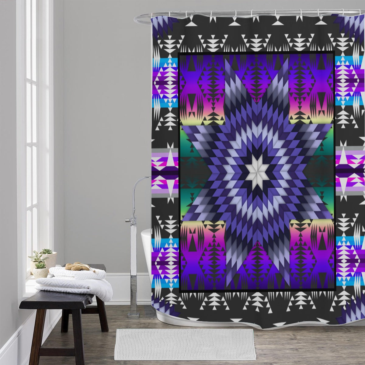 Moon Shadow Star Shower Curtain (59 inch x 71 inch)