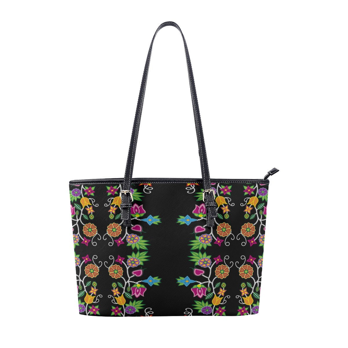 Floral Beadwork Tote Handbag