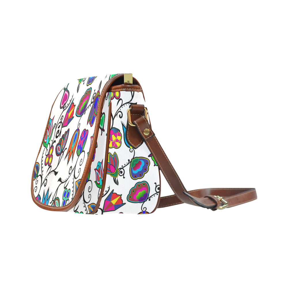 Indigenous Paisley -  White Saddle Bag/Small (Model 1649) Full Customization