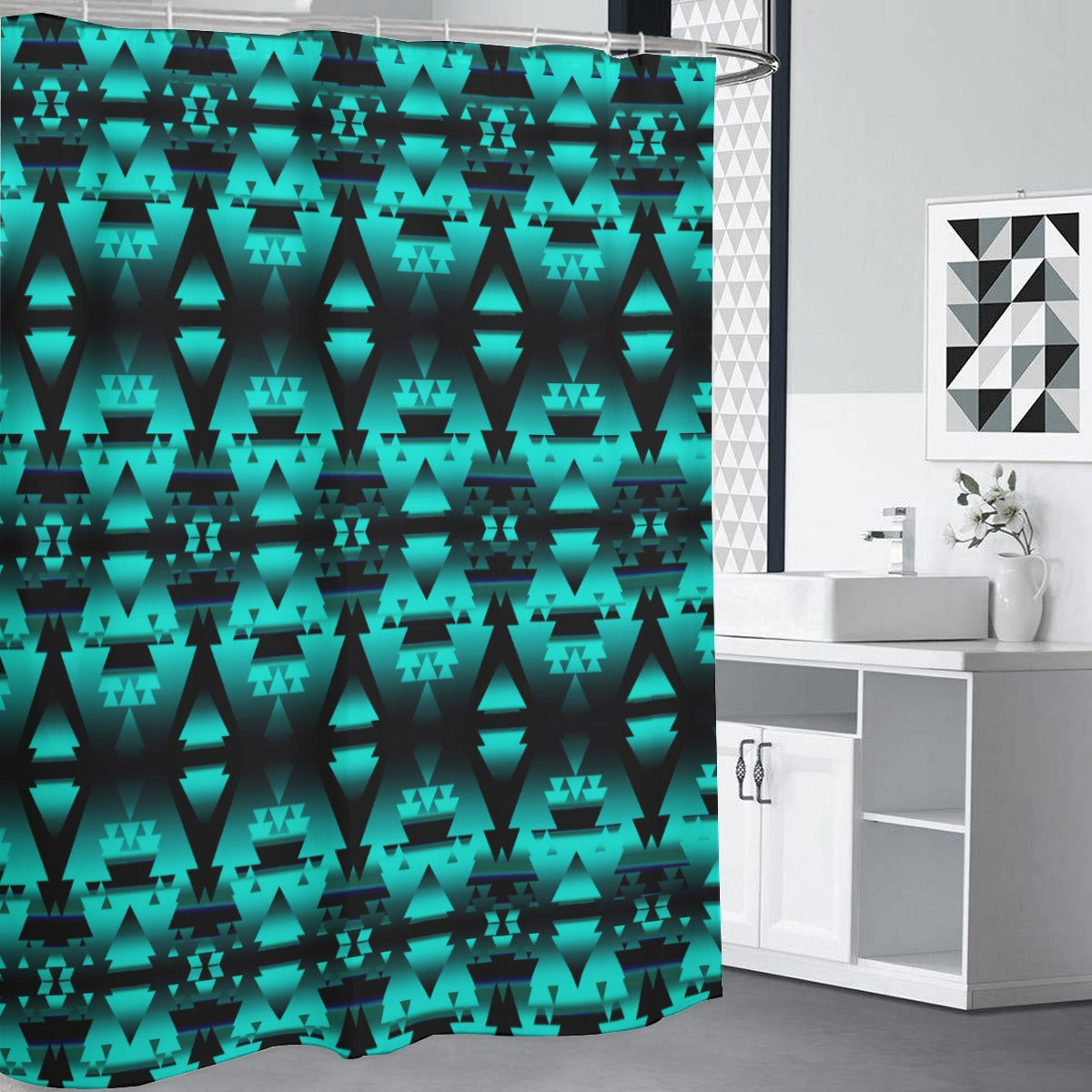 Dark Teal Winter Camp Shower Curtain (59 inch x 71 inch)