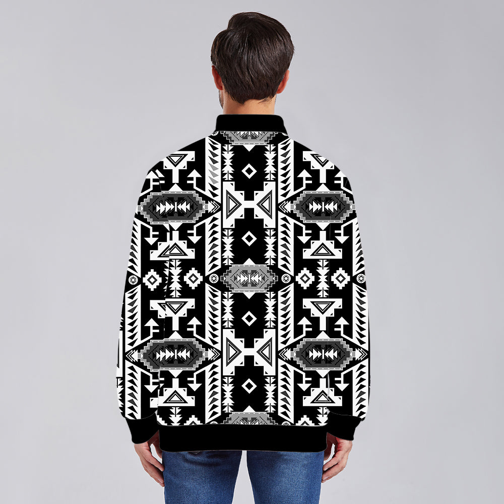 Chiefs Mountains Black and White Unisex Collar Zipper Jacket