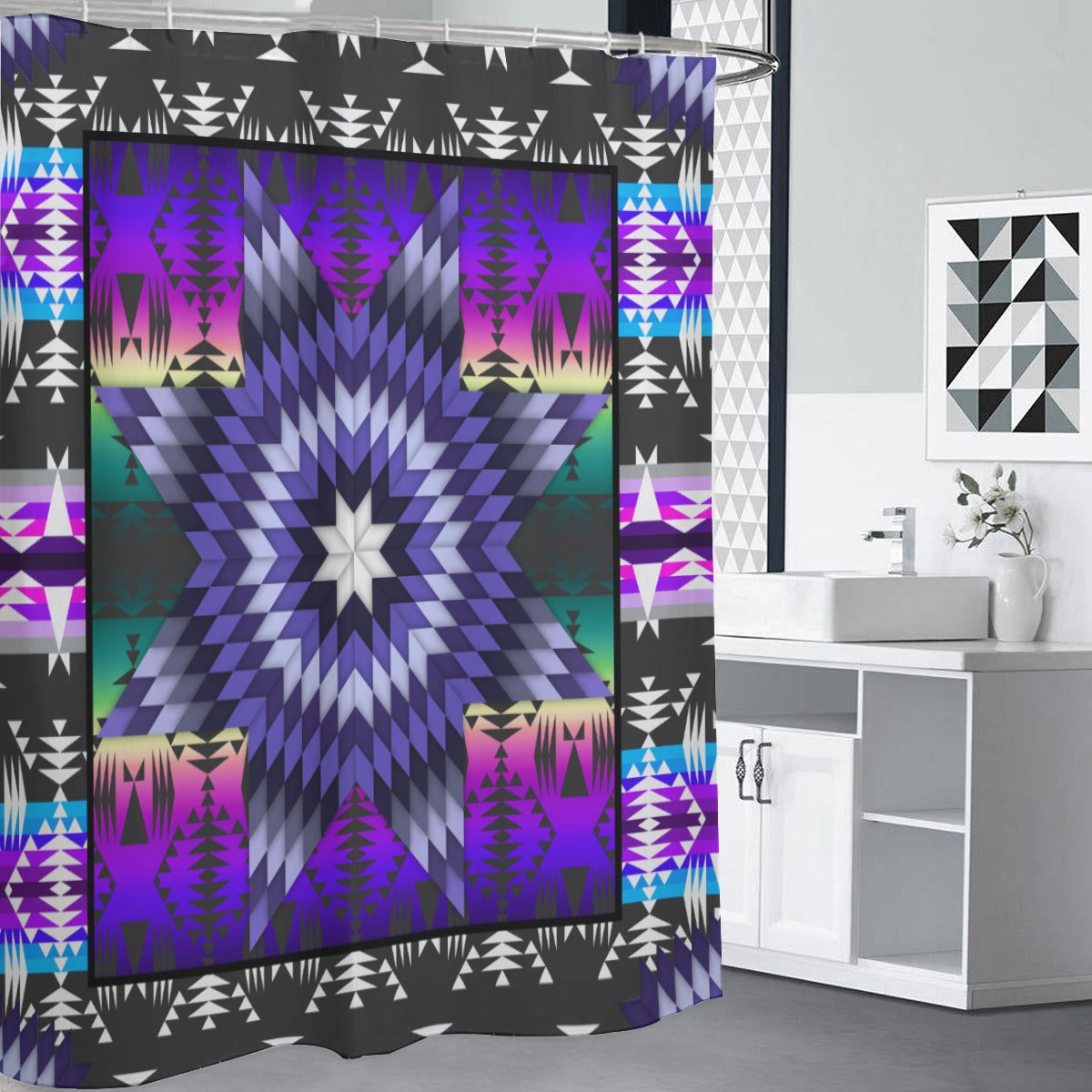 Moon Shadow Star Shower Curtain (59 inch x 71 inch)