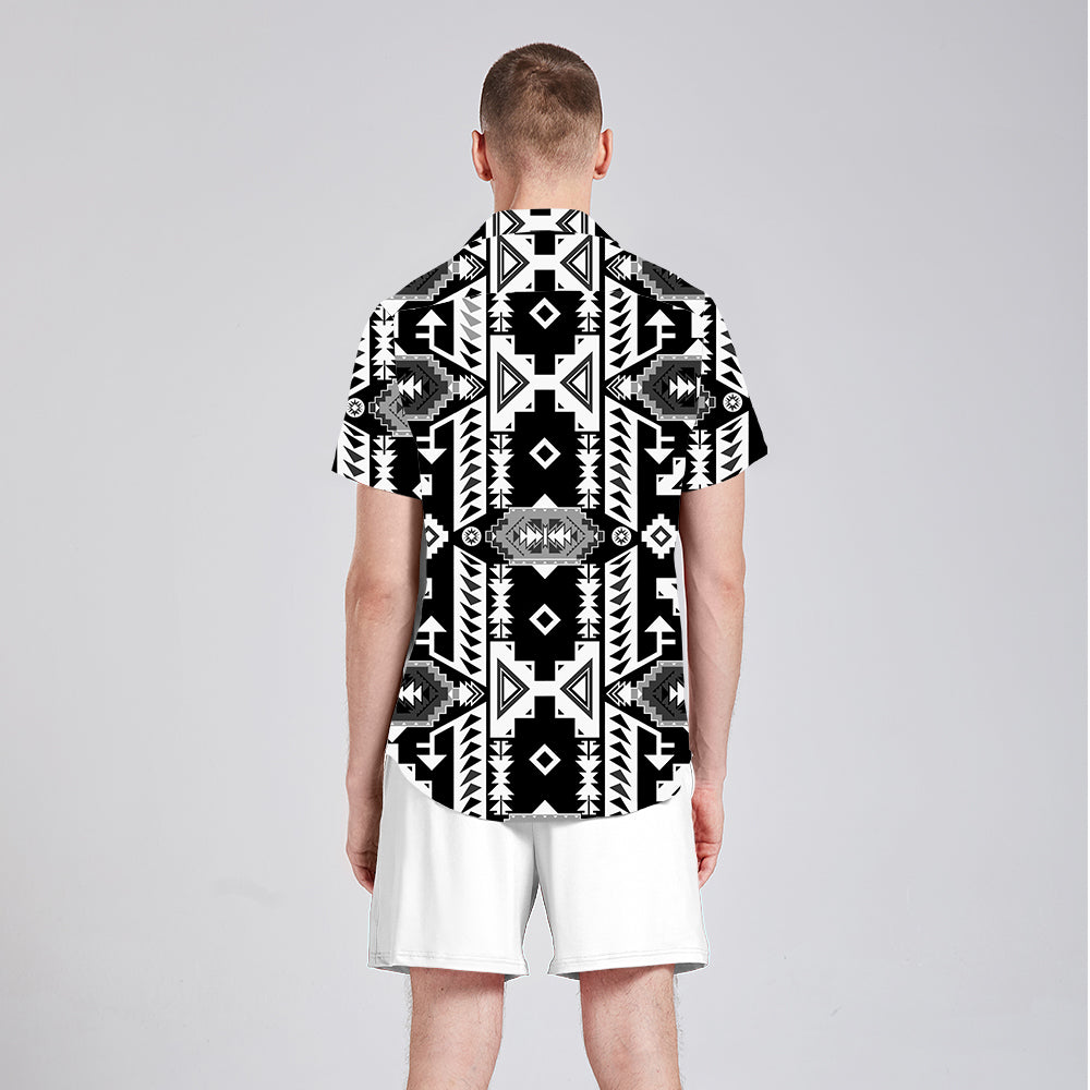 Chiefs Mountain Black and White Men's Casual Button Up Shirt