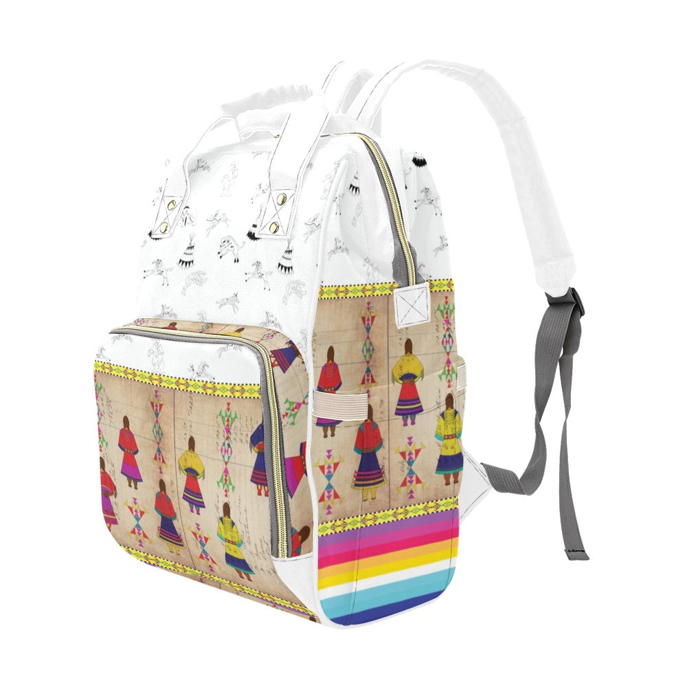 Ledger Round Dance Clay Multi-Function Diaper Backpack