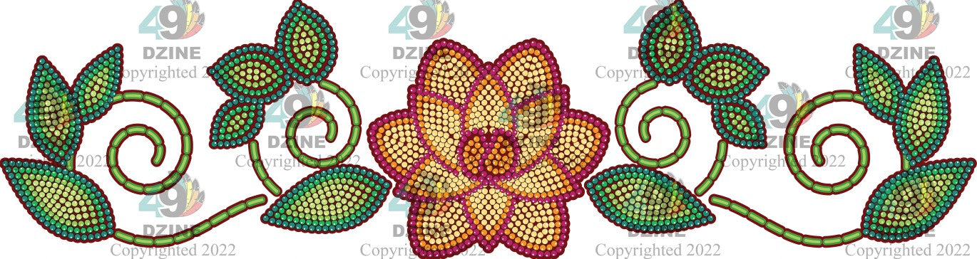 11-inch Floral Transfer - Beaded Florals Fire