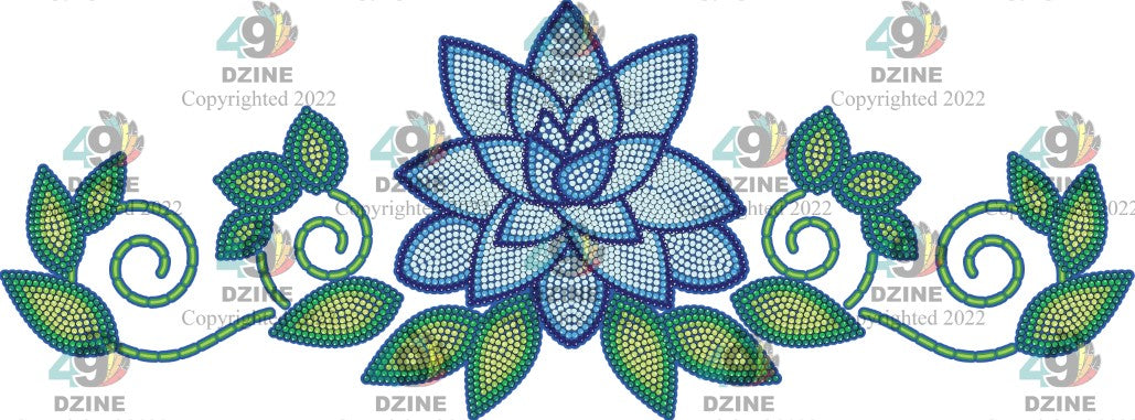 14-inch Floral Transfer - Beaded Florals Royal