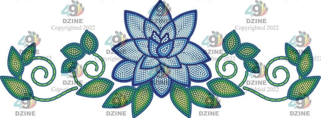 11-inch Floral Transfer - Beaded Florals Royal