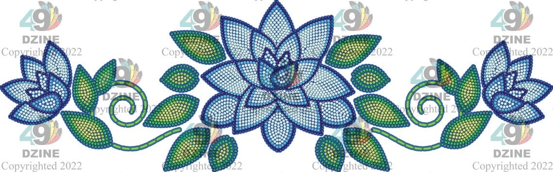 14-inch Floral Transfer - Beaded Florals Royal