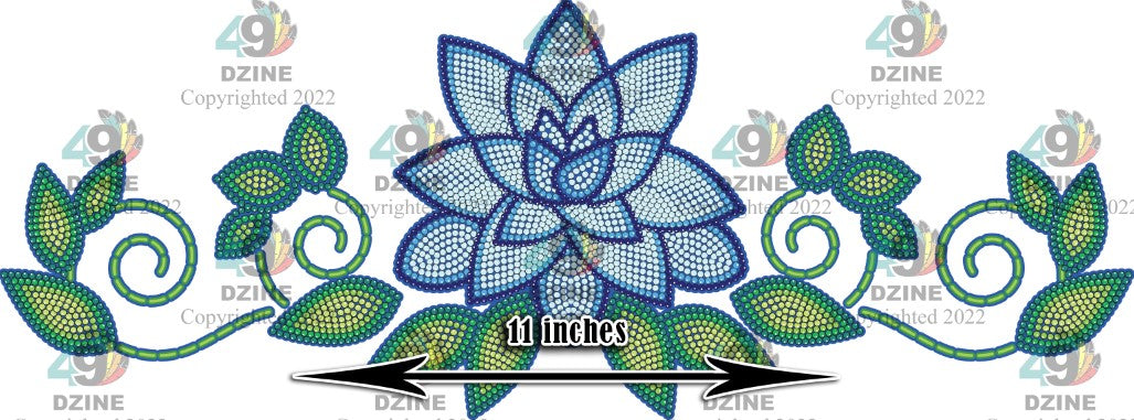 11-inch Floral Glitter Transfer - Beaded Florals Royal