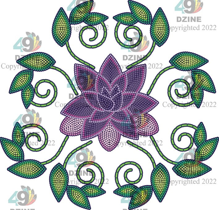 14-inch Floral Glitter Transfer - Beaded Florals Wild