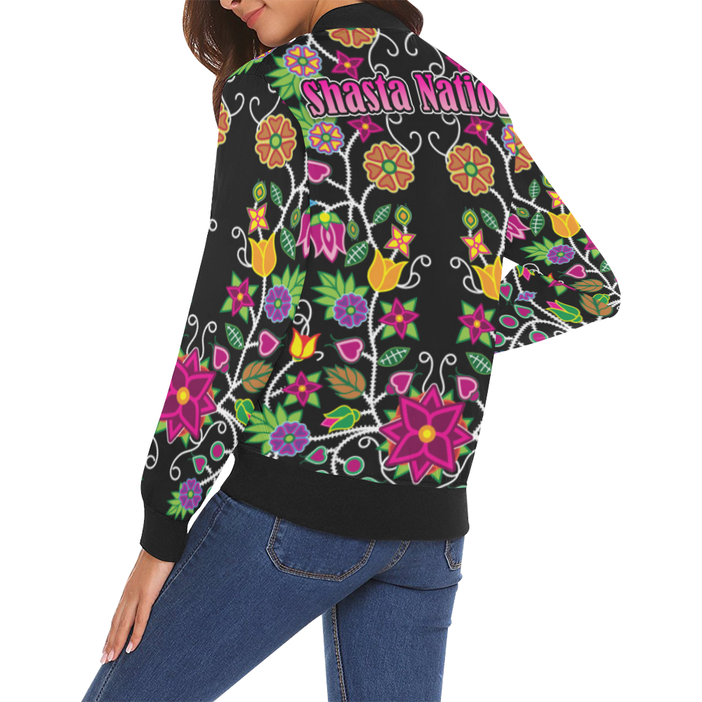 Floral Beadwork Women's Bomber Jacket
