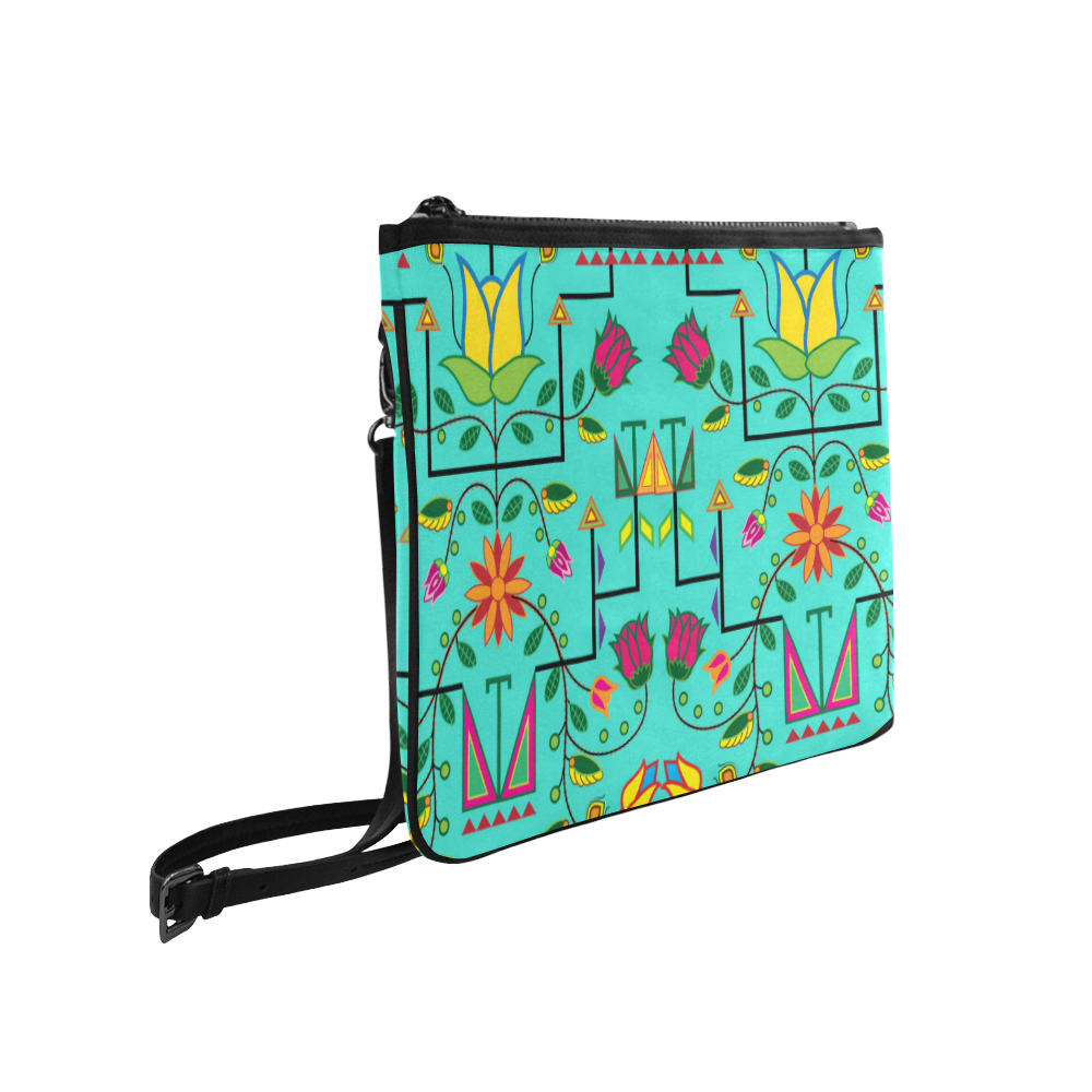 Geometric Floral Summer Sky Slim Clutch