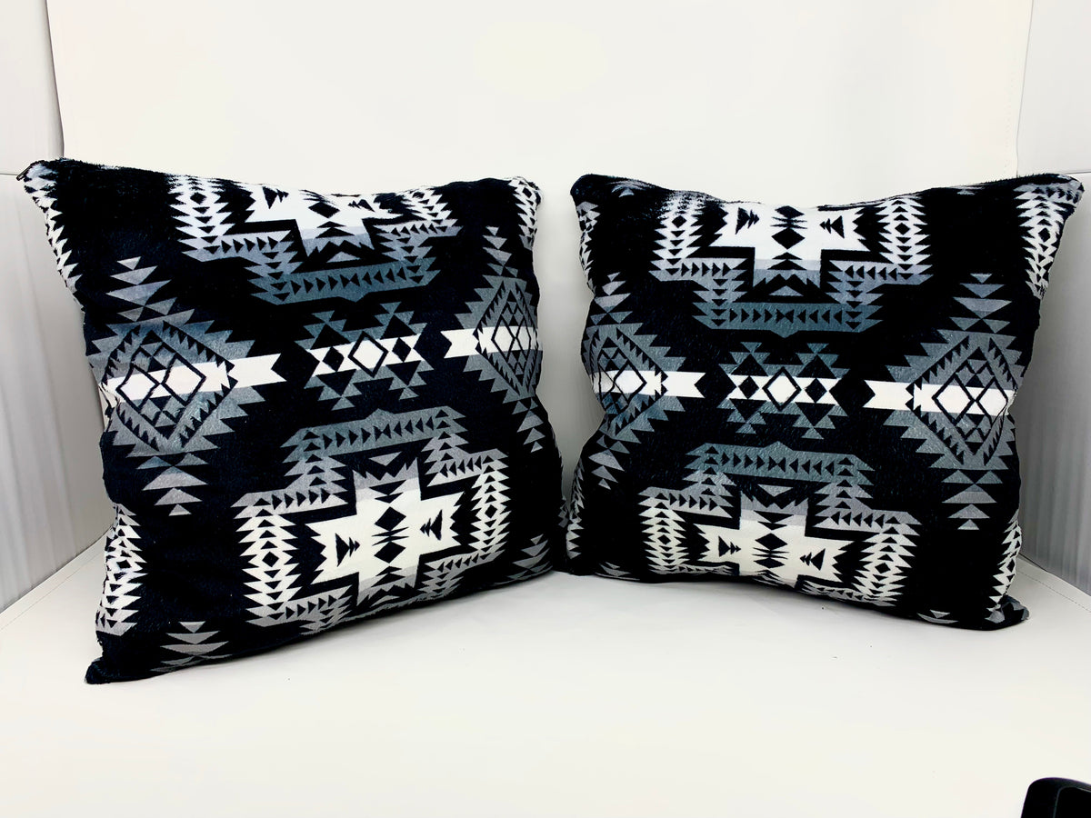 Pretty Blanket Black and White Throw Pillow Cover Set of 2
