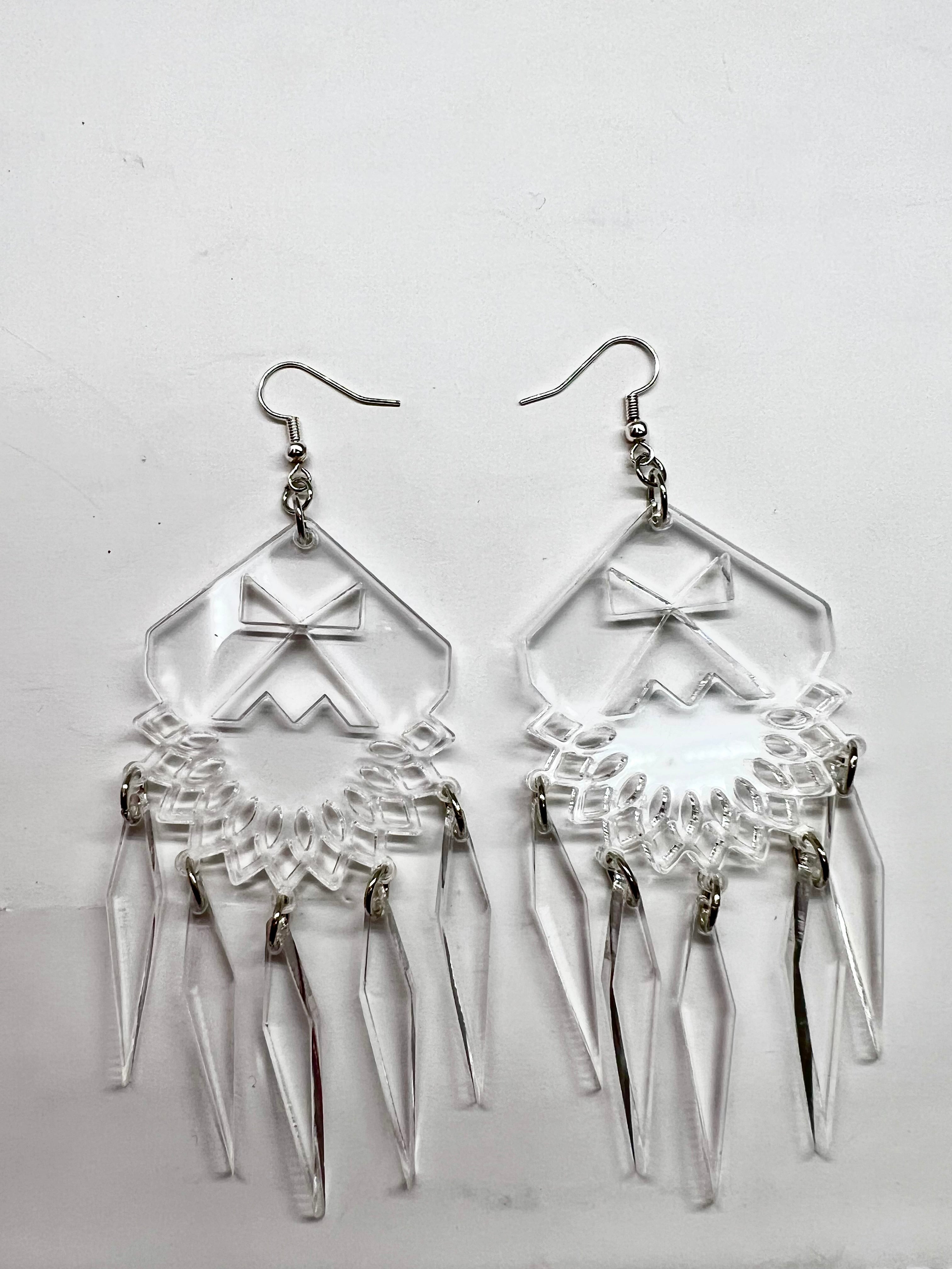 Five Direction Tipi Clear Acrylic Earrings
