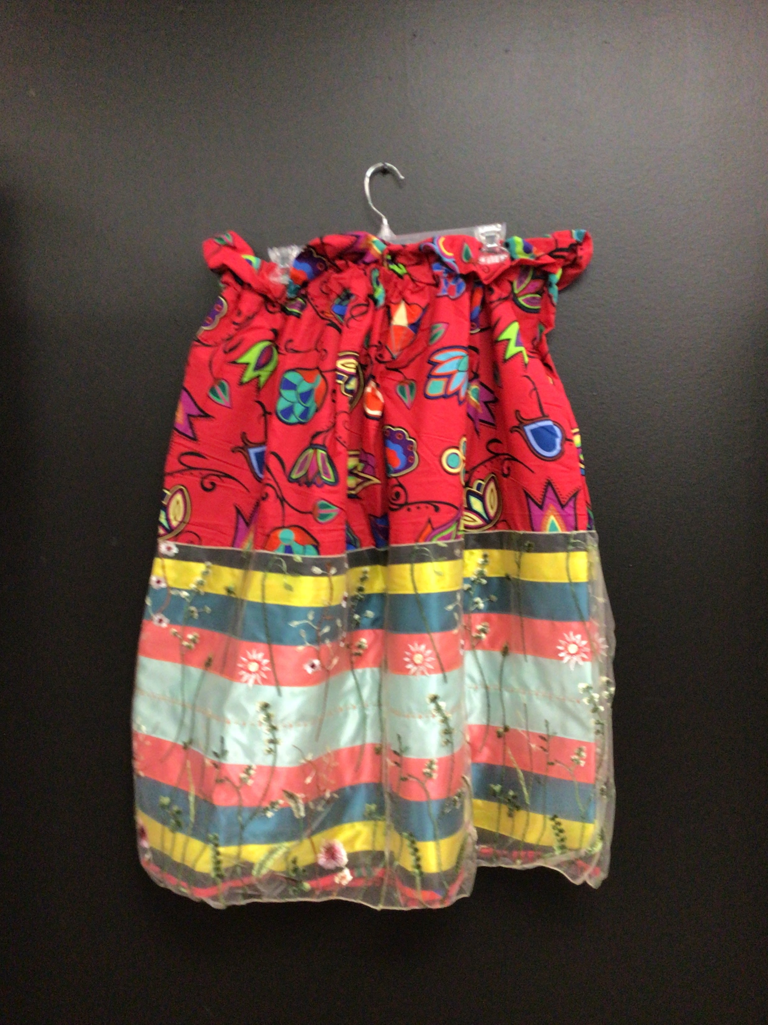 Indigenous Paisley Fuschia Overlay Ribbon Skirt