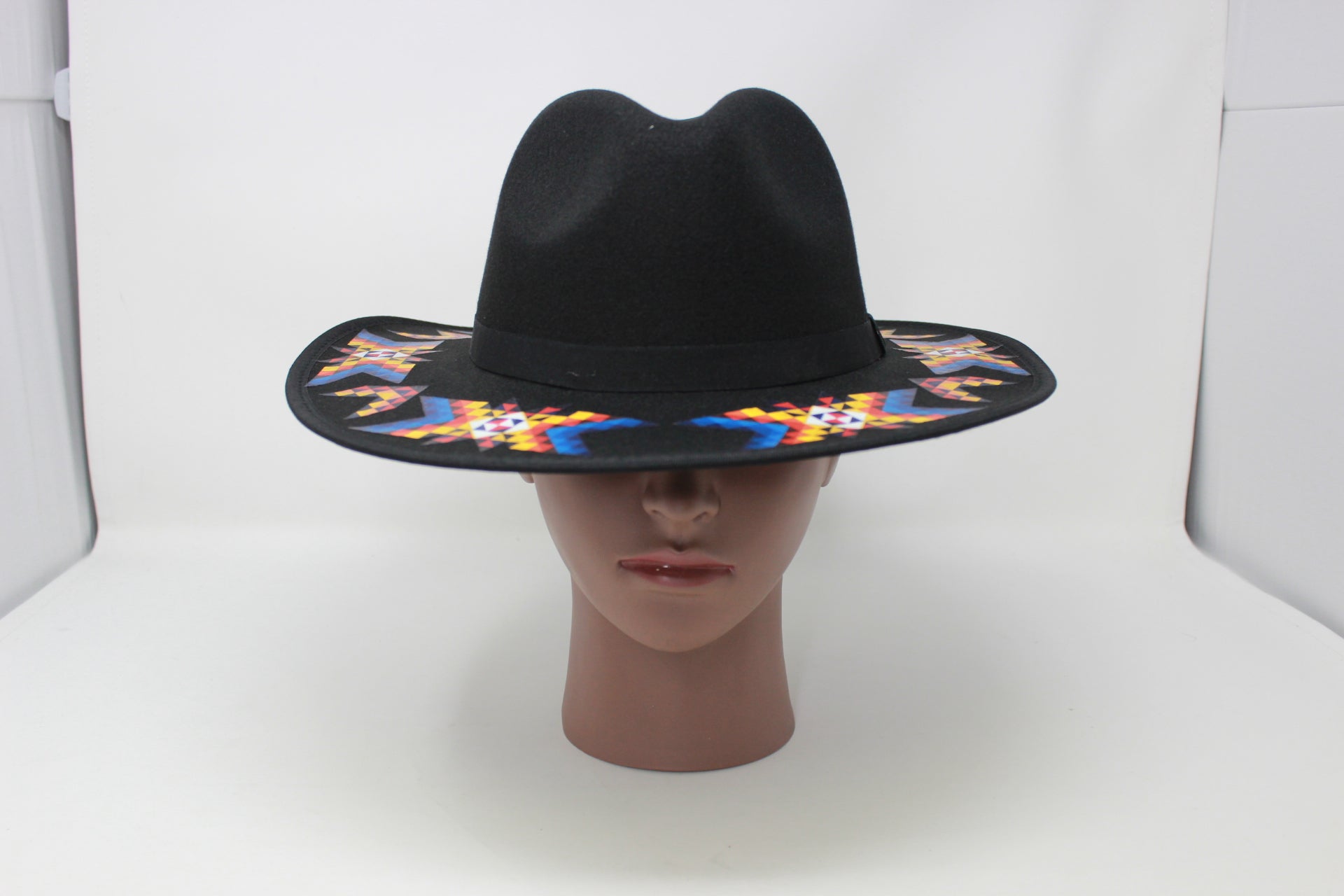 Black Geometric Fedora Hat