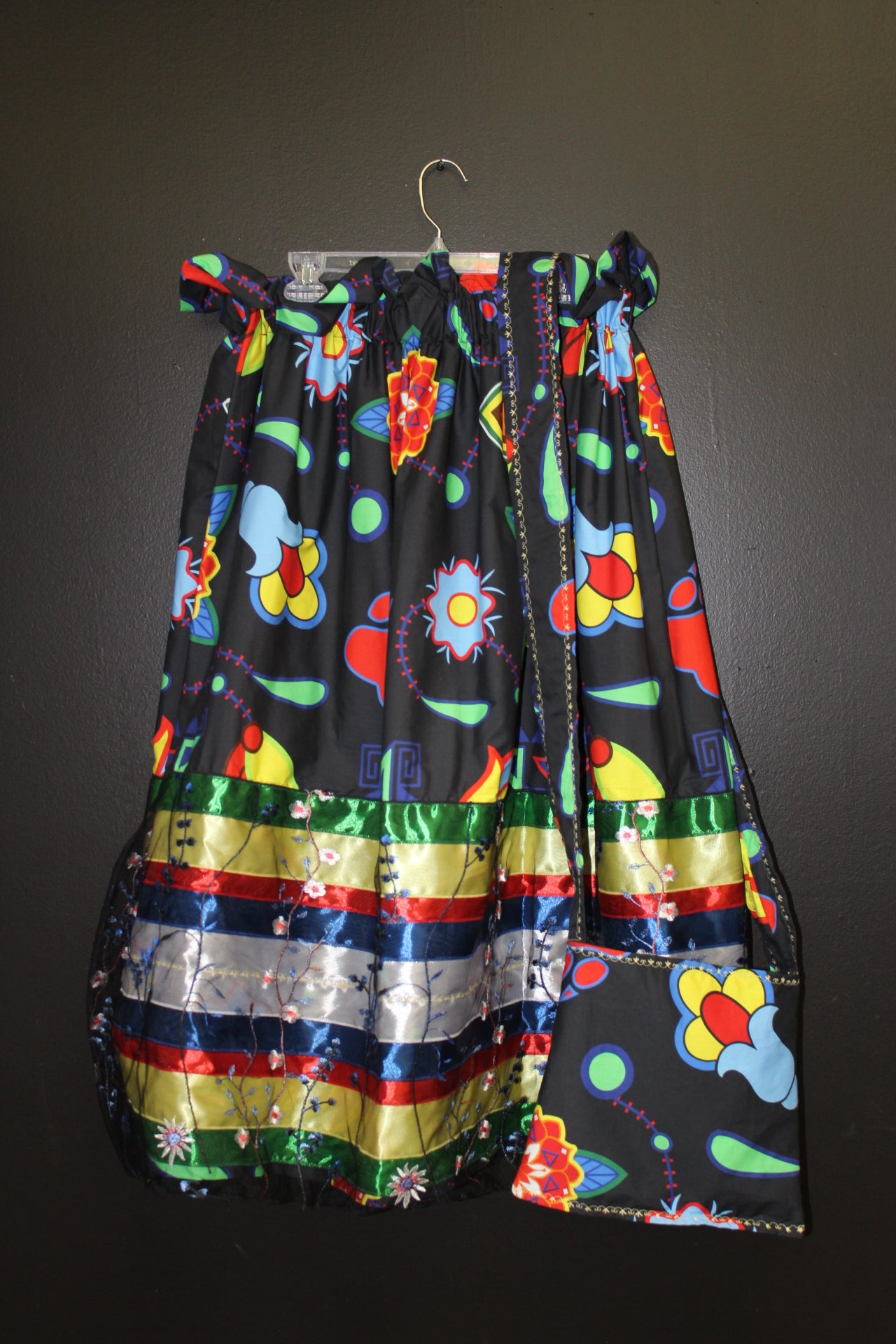 Bear Clan Floral 3 Overlay Ribbon Skirt w/ Bag