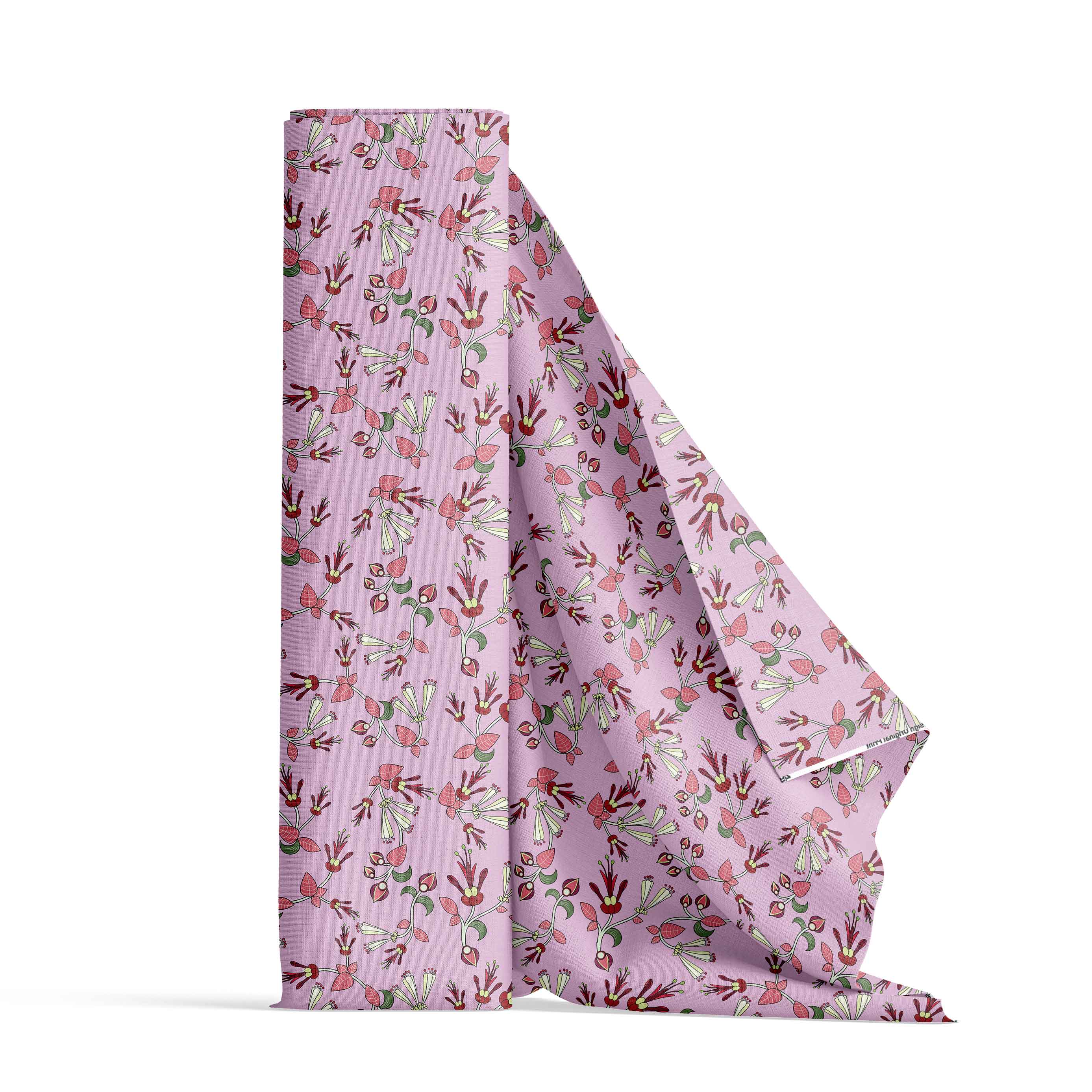 Strawberry Floral Satin Fabric By the Yard