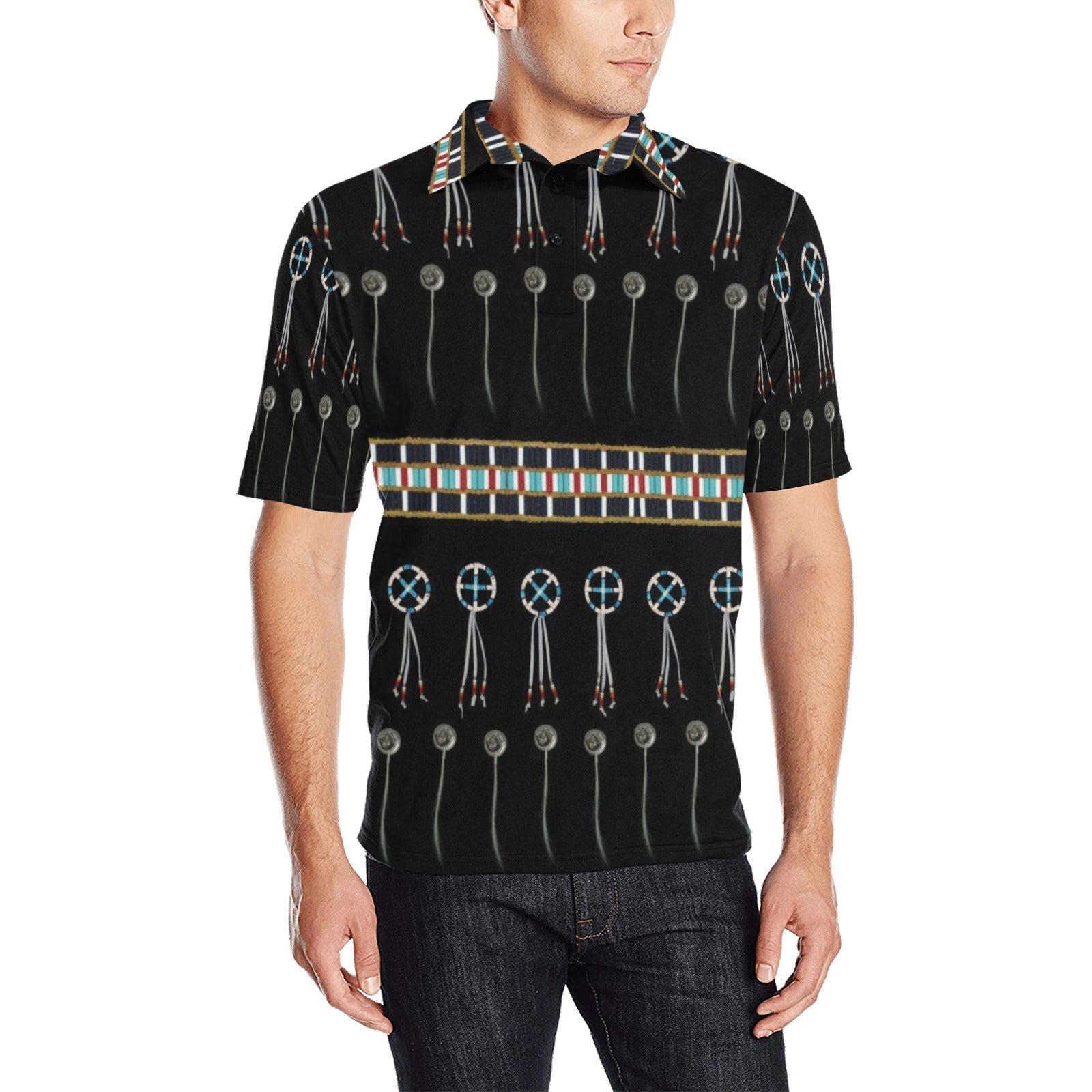 Beaded Bracelet Men's All Over Print Polo Shirt (Model T55) Men's Polo Shirt (Model T55) e-joyer 