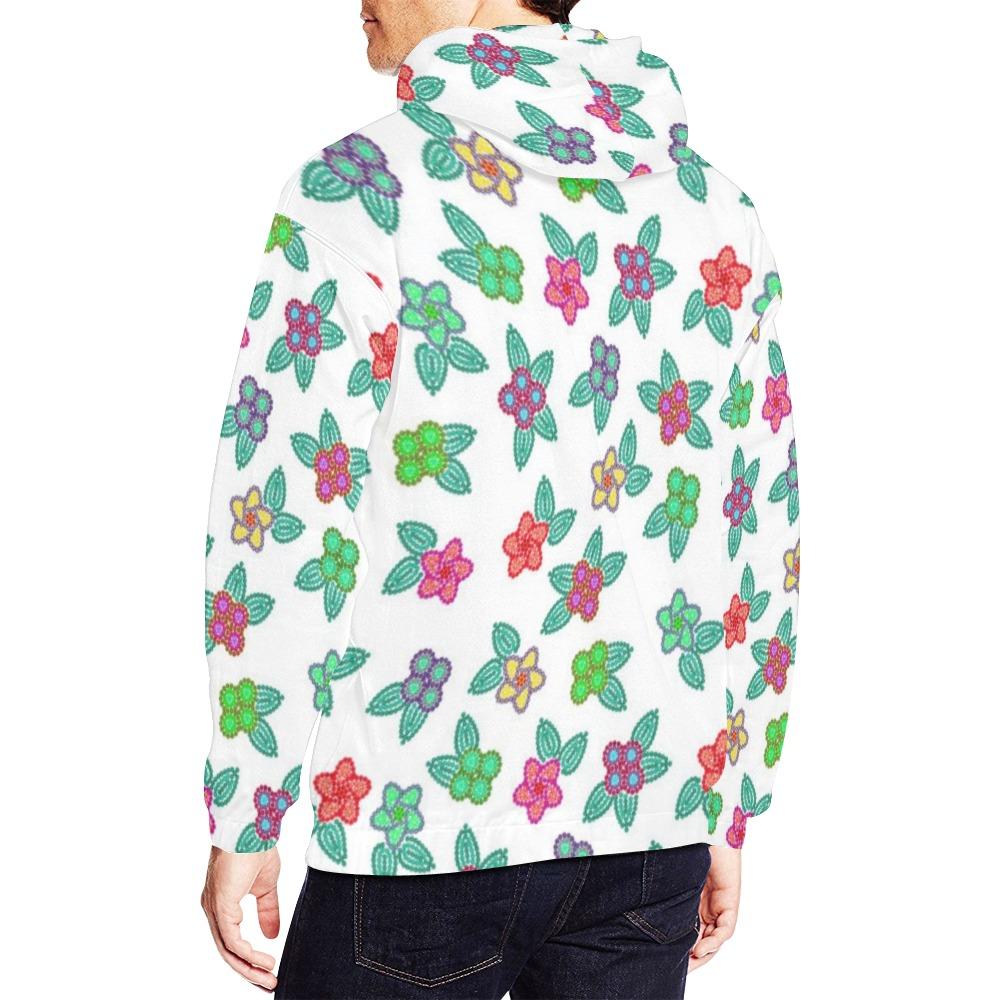 Berry Flowers White All Over Print Hoodie for Men (USA Size) (Model H13) All Over Print Hoodie for Men (H13) e-joyer 