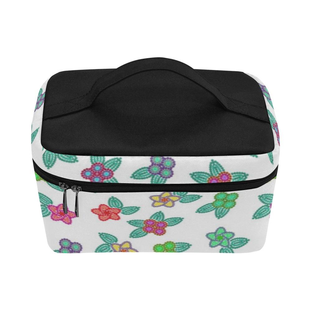 Berry Flowers White Cosmetic Bag