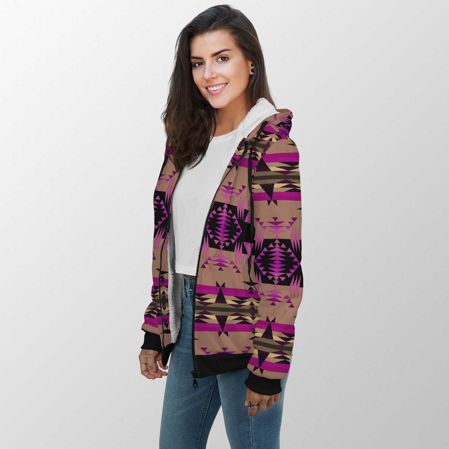 Between the Mountains Berry Sherpa Hoodie 49 Dzine 