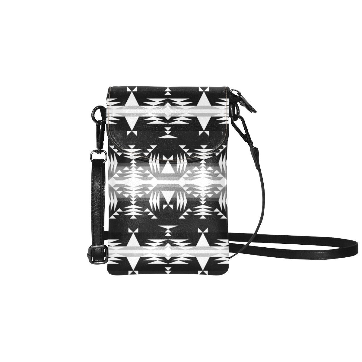 Between The Mountains Black and White Cell Phone Purse