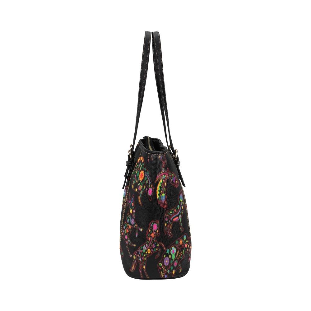 Floral Animals Leather Tote Bag/Large (Model 1640) bag e-joyer 