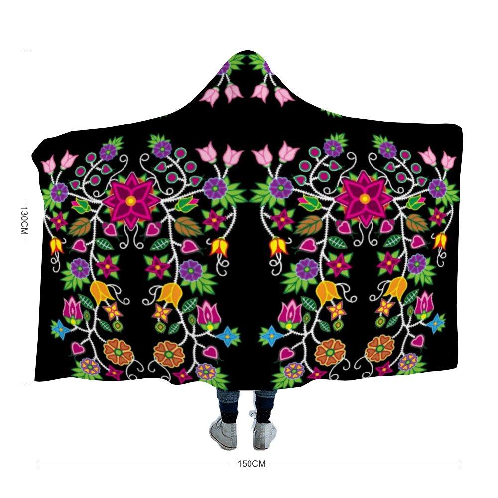 Floral Beadwork - 01 Cloak Hooded Blanket 49 Dzine Youth Size - 51"x60" 