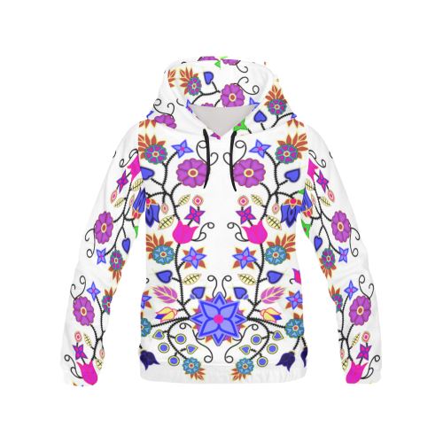 Floral Beadwork Seven Clans White All Over Print Hoodie for Women (USA Size) (Model H13) All Over Print Hoodie for Women (H13) e-joyer 