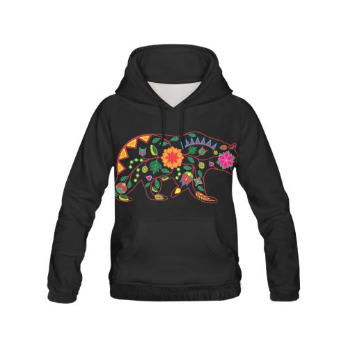 Floral Bear All Over Print Hoodie for Women (USA Size) (Model H13) All Over Print Hoodie for Women (H13) e-joyer 