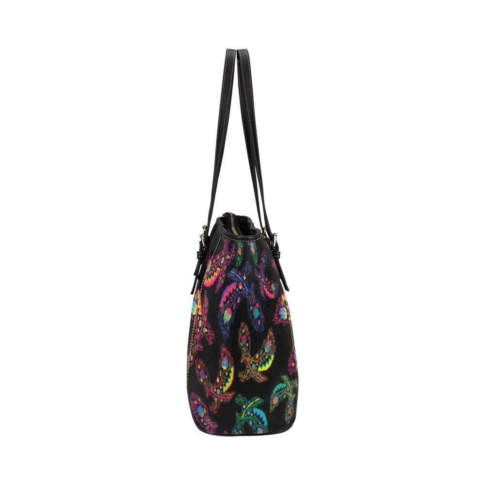 Floral Eagle Leather Tote Bag/Large (Model 1640) bag e-joyer 