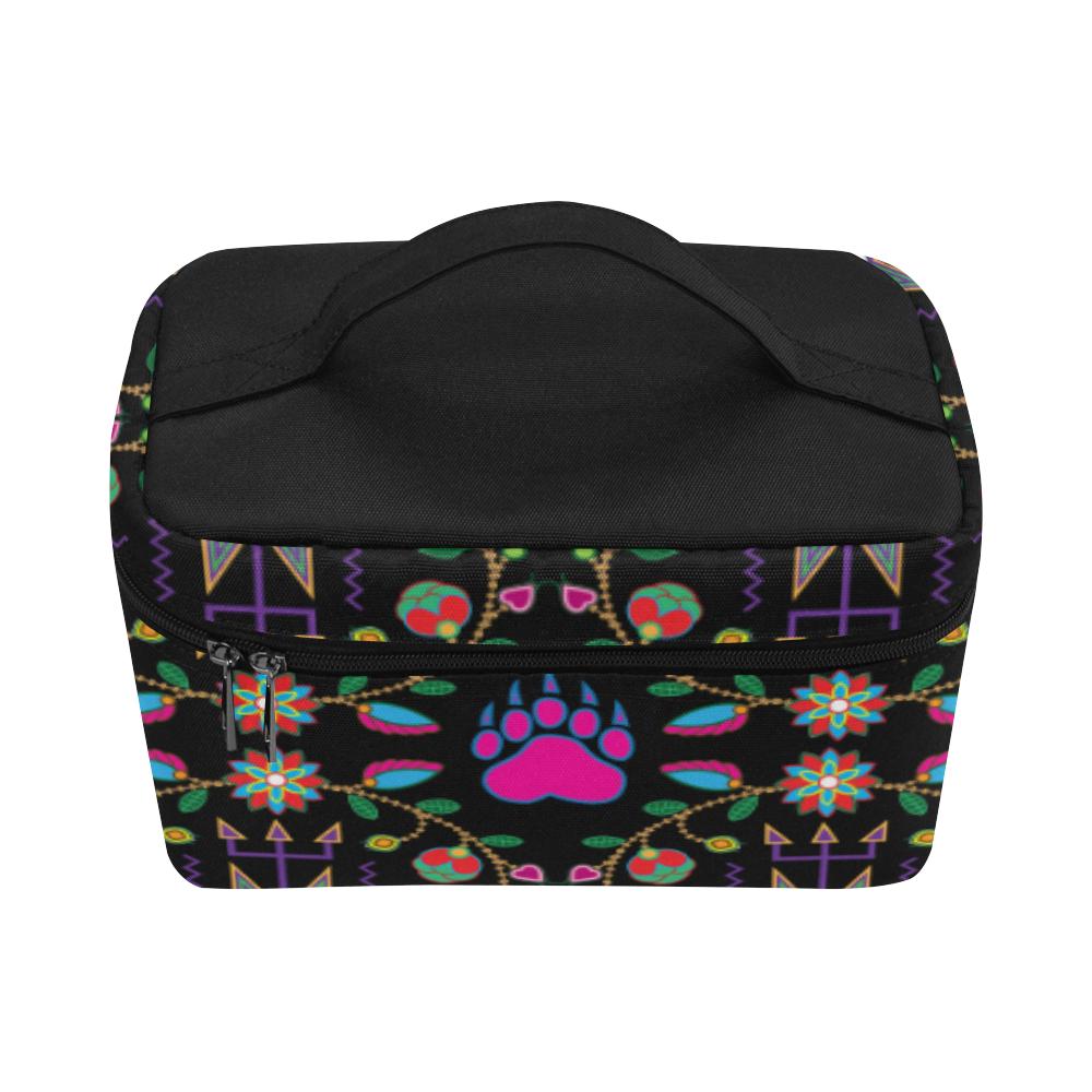 Geometric Floral Fall - Black Cosmetic Bag/Large (Model 1658) Cosmetic Bag e-joyer 