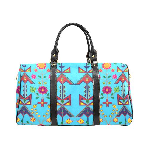 Geometric Floral Spring-Sky Blue New Waterproof Travel Bag/Large (Model 1639) Waterproof Travel Bags (1639) e-joyer 