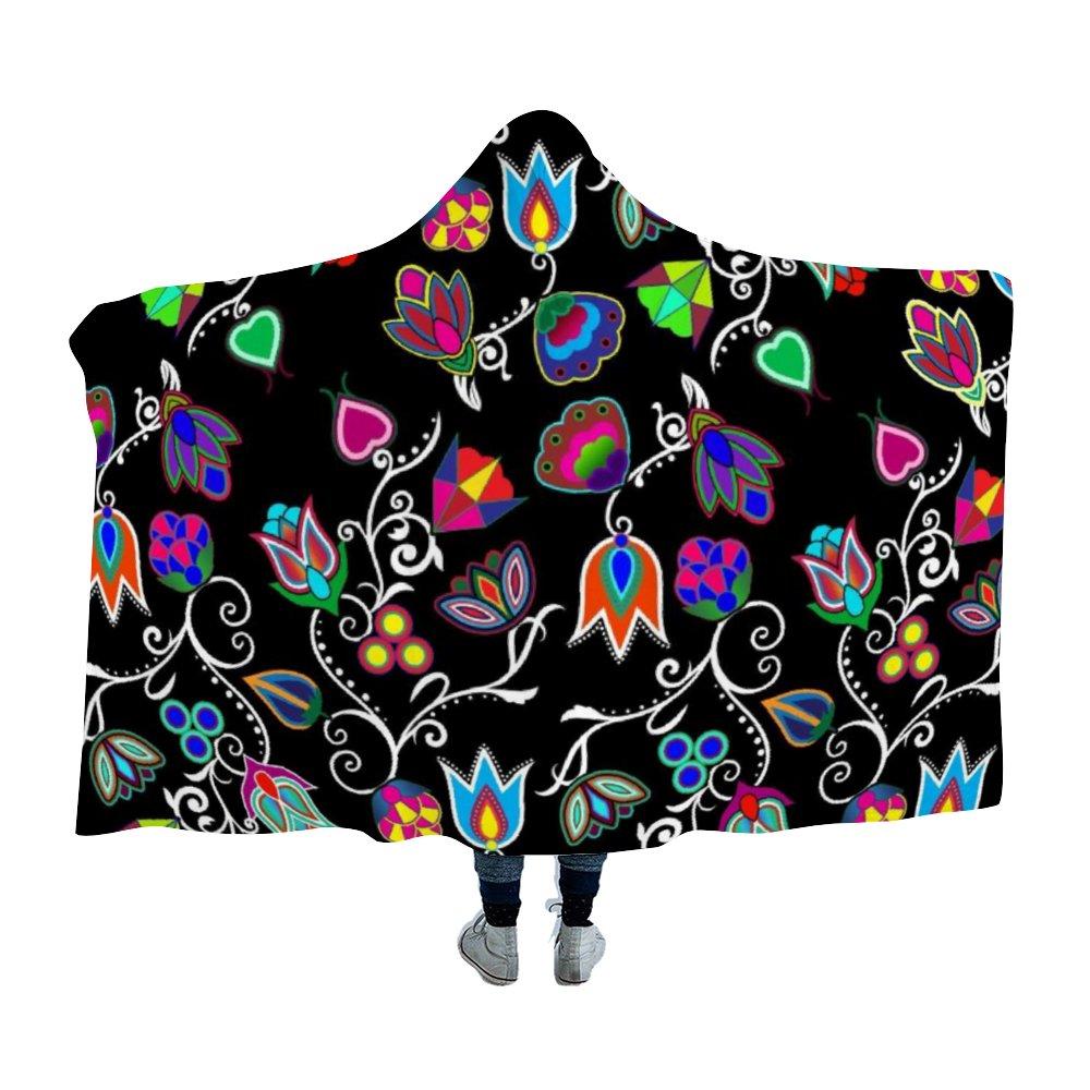 Indigenous Paisley Black Hooded Blanket Herman 